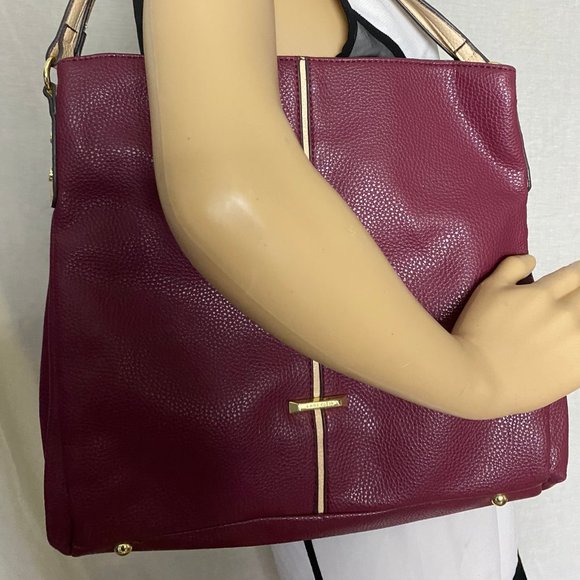 ANNE KLEIN Wine Red Faux Leather Shoulder Bag - Picture 8 of 10